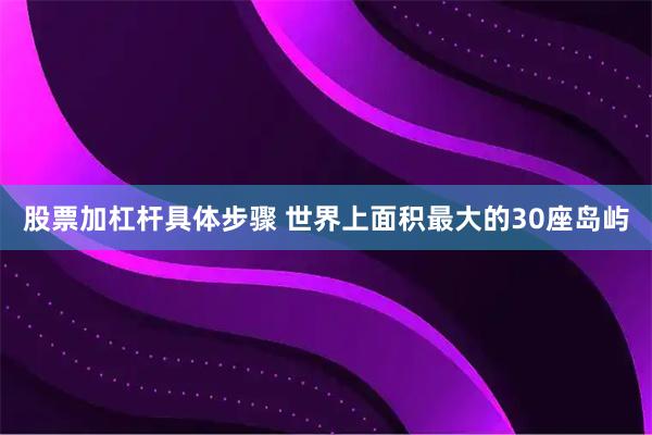股票加杠杆具体步骤 世界上面积最大的30座岛屿