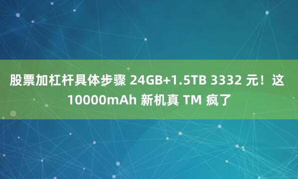 股票加杠杆具体步骤 24GB+1.5TB 3332 元！这 10000mAh 新机真 TM 疯了